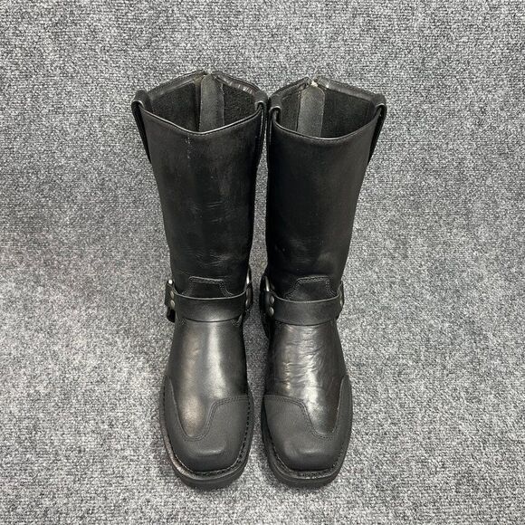 Milwaukee 11" Harness Boots Mens Size 9 Black Leather Drag Square Toe Motorcycle - Picture 3 of 14